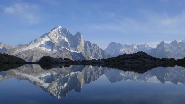 Colourful Sunset on Lac Blanc Lake in France Alps