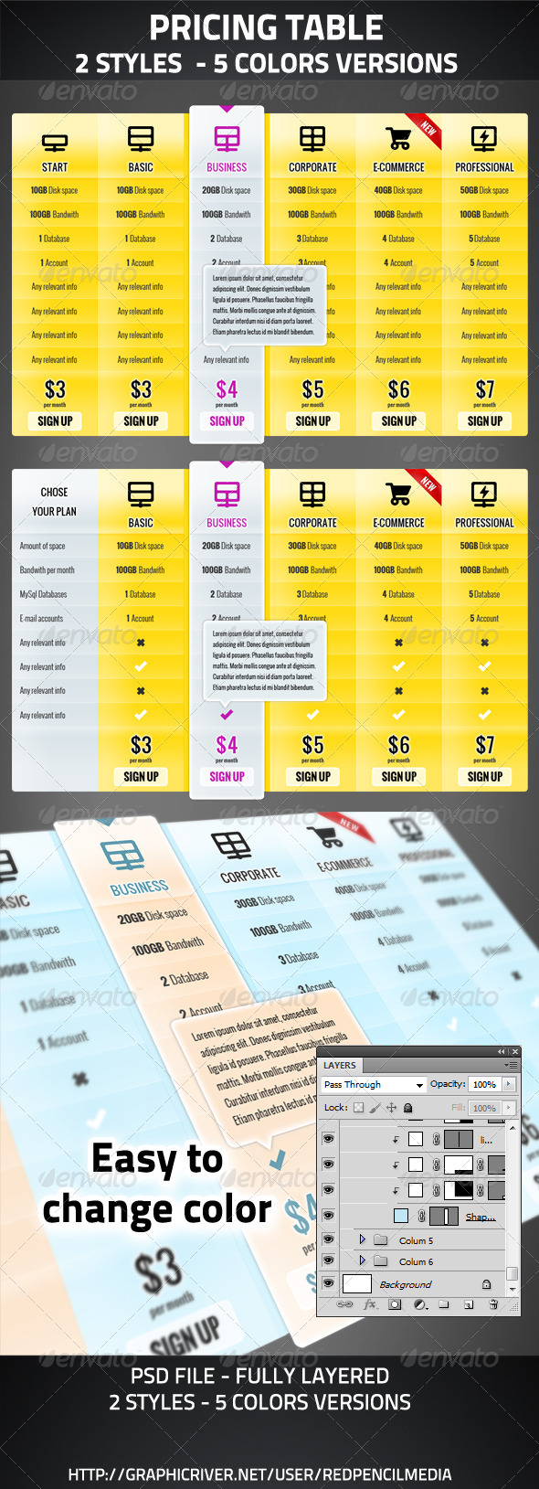 Price Table - Tables Web Elements