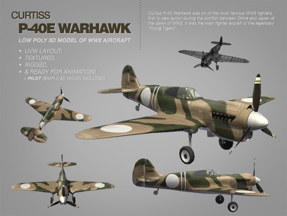 Curtiss P-40E Warhawk - 3Docean 112044
