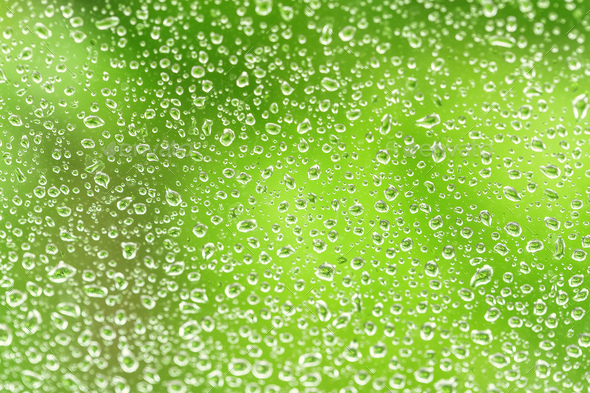 rain drops on a window, for backgrounds Stock Photo by FabrikaPhoto