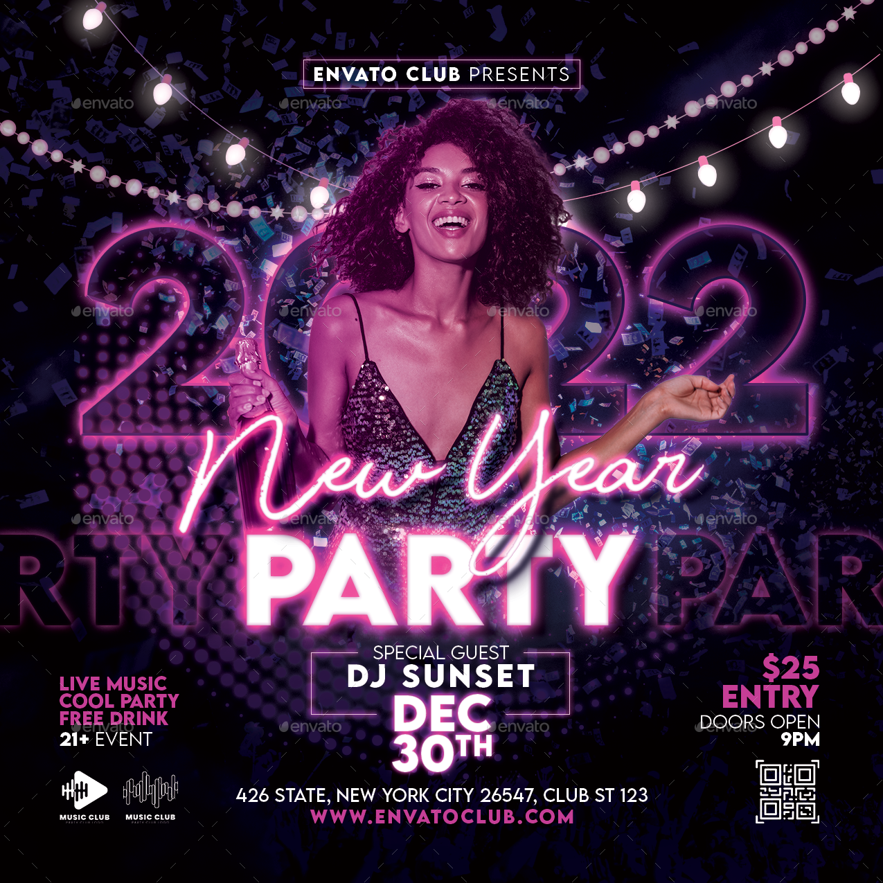 New Year Party Flyer | DJ Party, Print Templates | GraphicRiver