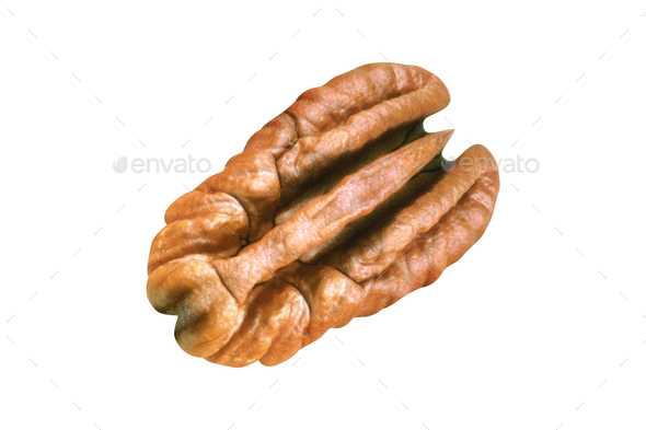 cracked walnut isolated on white - Stock Photo - Images