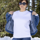 Placeit – In the winter forest, white sweatshirt mockup of a woman in denim jacket, model mockup - PhotoDune Item for Sale