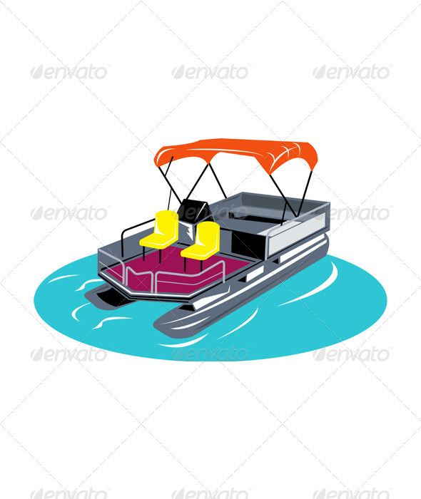 Pontoon Boat Retro - Man-made Objects Objects
