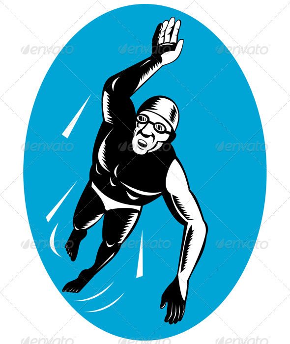 Swimmer Swimming Retro - Sports/Activity Conceptual