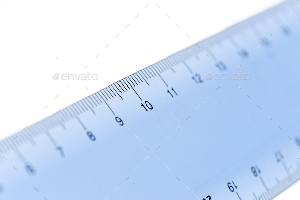 selective focus a part of the plastic blue transparent precision measurement tool