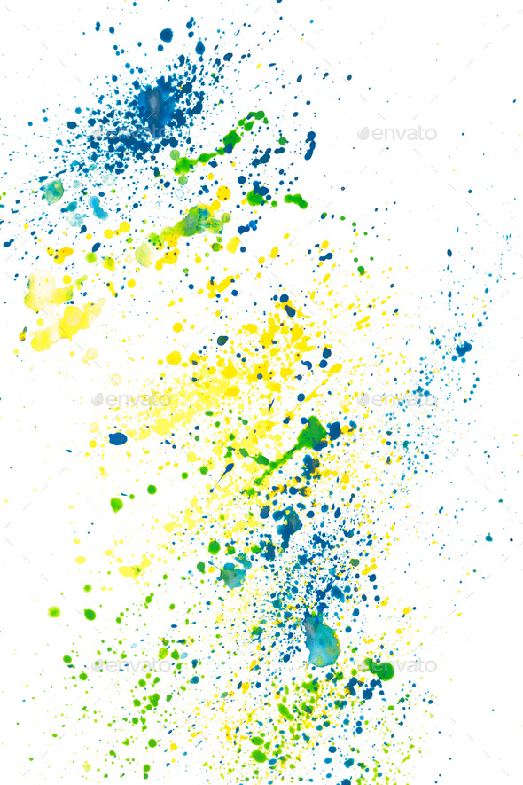 Watercolor Paint Sprinkles Splatter Of Green, Blue And, 56% OFF