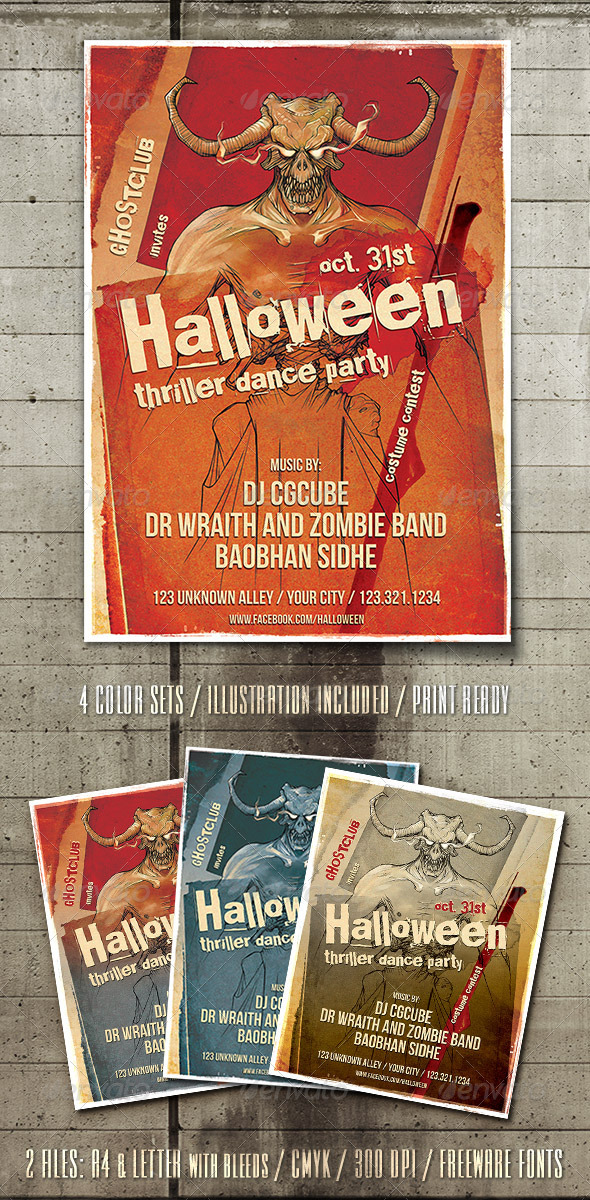Halloween Thriller Flyer Template - Clubs & Parties Events