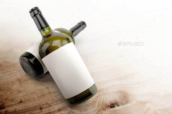 Blank label, white wine bottle beverage packaging and branding