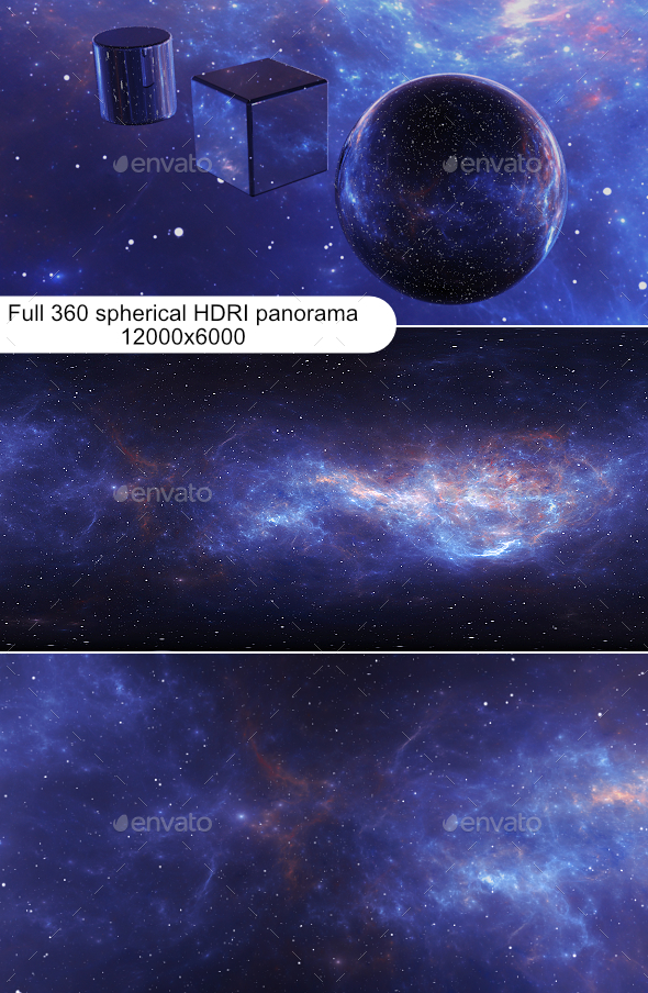 360 degree space nebula panorama, equirectangular projection. HDRI