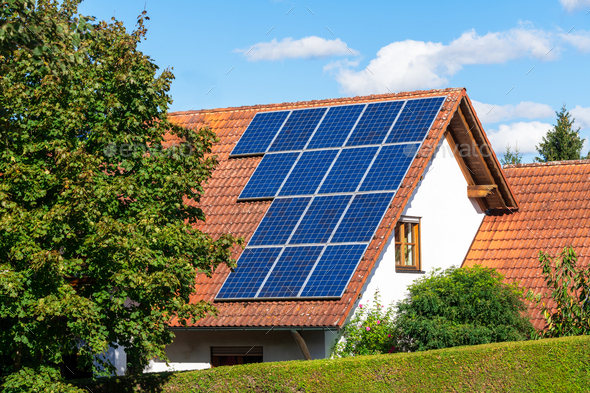 Generic house photovoltaic system - Stock Photo - Images