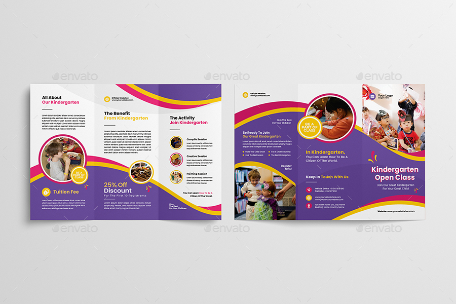 Kindergarten Trifold Brochure, Print Templates | GraphicRiver