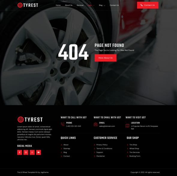 Tyrest Car Tire Wheel Service Elementor Template Kit