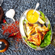 tasty grilled chicken wings on a metal dish - PhotoDune Item for Sale