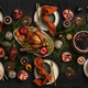 Christmas holiday dinner festive table setting with roast chicken - PhotoDune Item for Sale