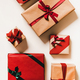 Festive gift boxes in wrapping paper for Christmas, vertical composition - PhotoDune Item for Sale