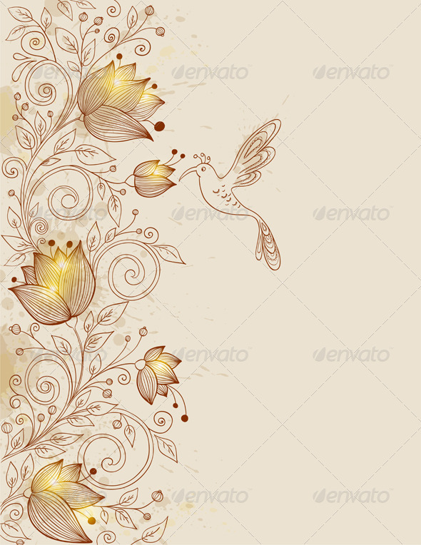 Hand Drawn Floral Background - Backgrounds Decorative