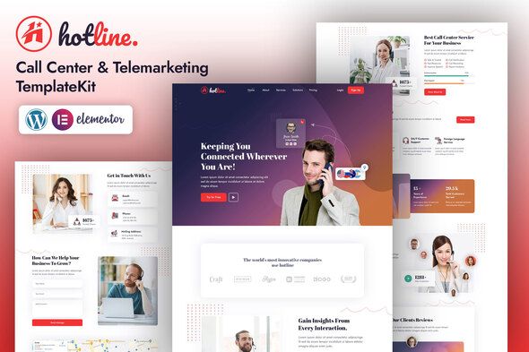 Hotline | Call Center &Telemarketing Elementor Template Kit