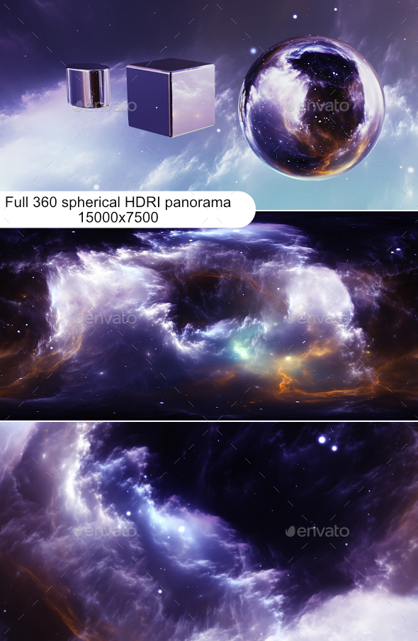 360 degree stellar space background with nebula. Panorama, environment 360 HDRI map