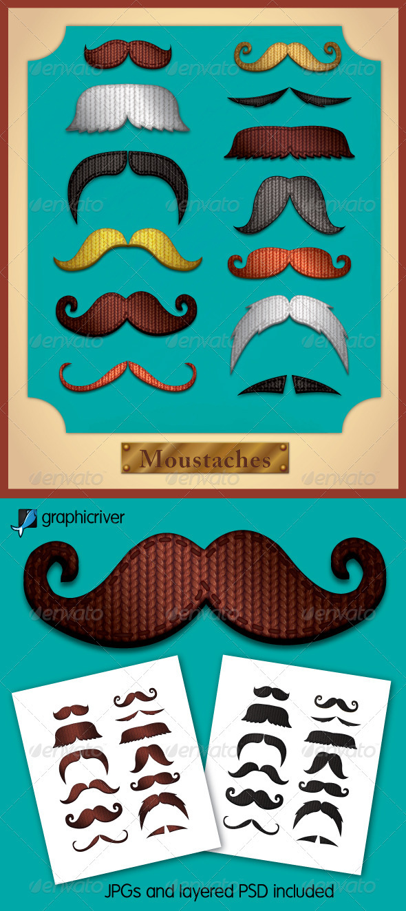 Knitted Moustaches - Objects Vectors