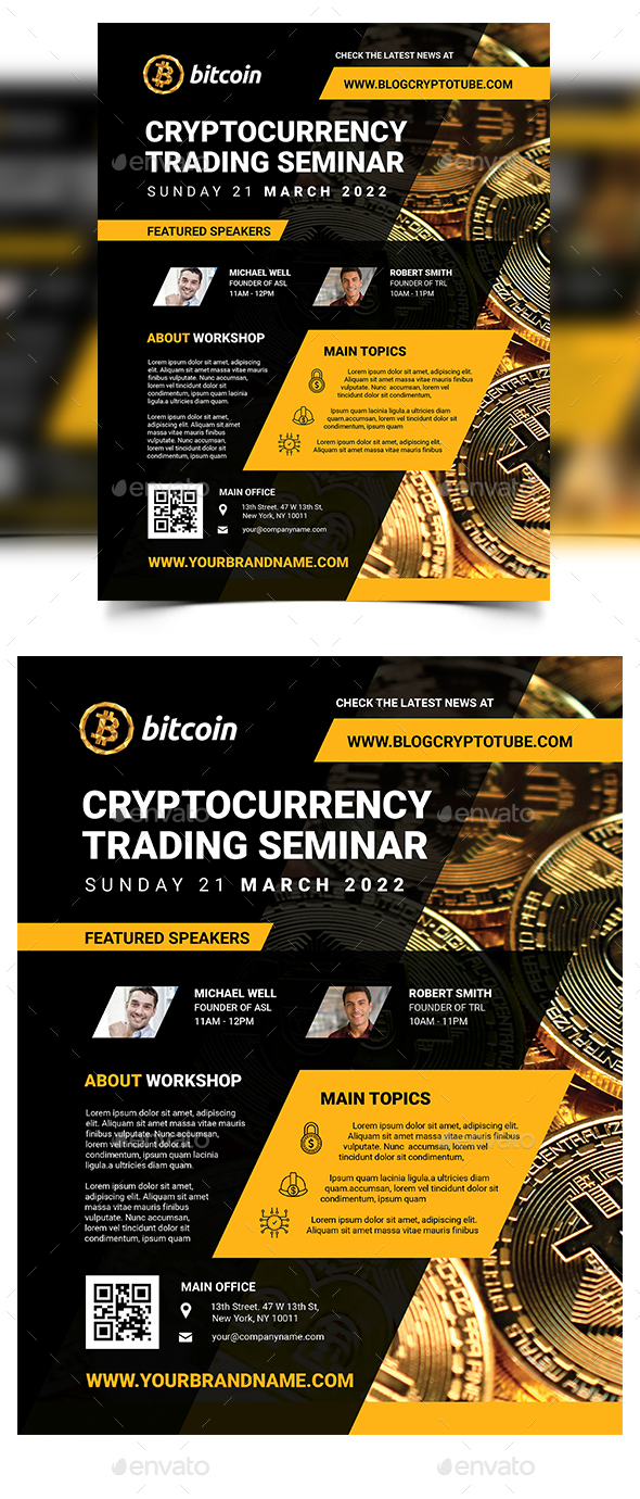 Cryptocurrency Trading Event Flyer, Print Templates | GraphicRiver