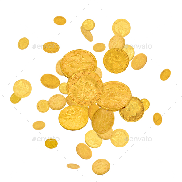Falling gold coins - Stock Photo - Images