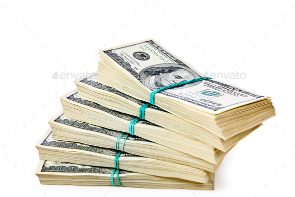 Dollar banknotes in stacks - Stock Photo - Images