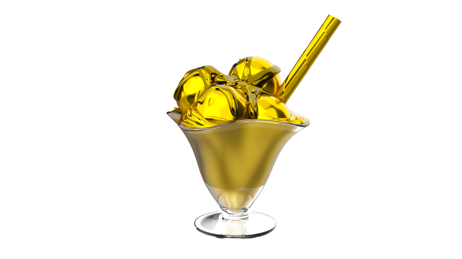 Golden Ice Cream Scoop 3D, Incl. ice cream & tool - Envato Elements