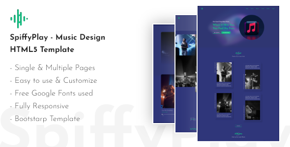 Download SpiffyPlay - Music Design HTML5 Template