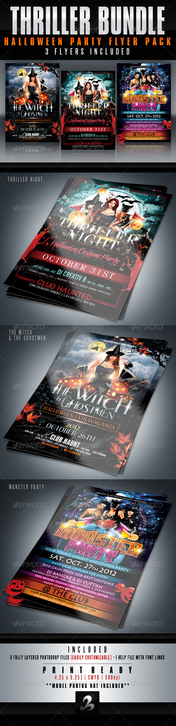 Thriller Halloween Party Flyer Bundle - Clubs & Parties Events