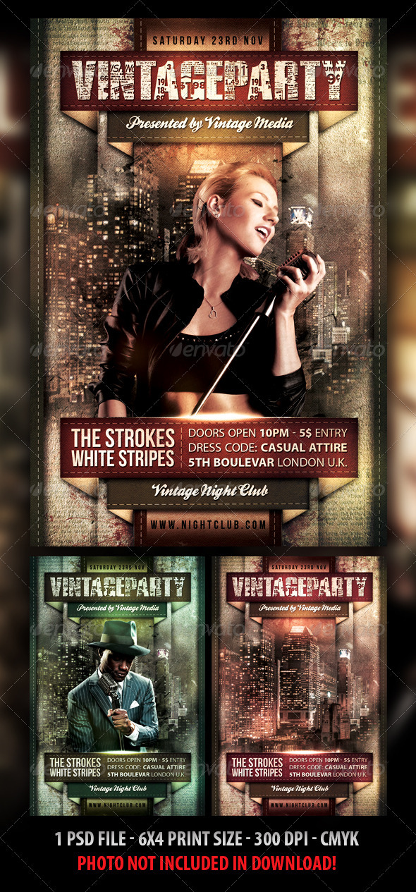 Vintage Night Flyer - Flyers Print Templates