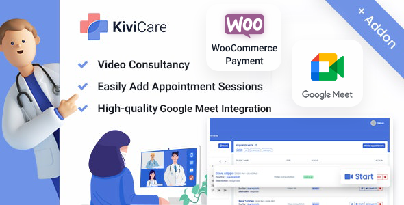 KiviCare - Google Meet Telemed And WooCommerce Payment Gateway (Add-on)