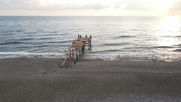 Aerial View of the Beach at the Seaside Resort Town. Turkey alt