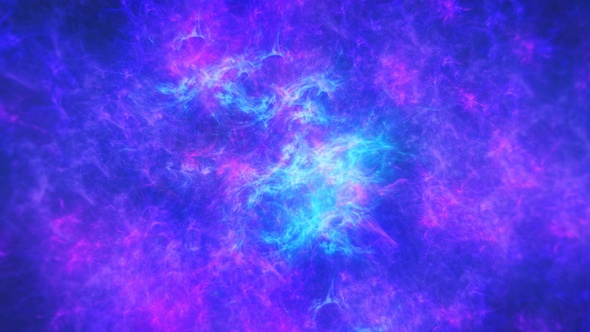 Abstract Bright Blue and Purple Nebula in Boundless Space