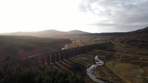 Aerial View of the Old Viaduct in Fleet Western Scotland alt
