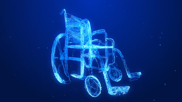 Glowing Blue Wheel Chair Animating in and Out