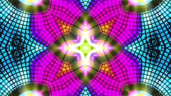 VJ loop neon kaleidoscope. Looping animation.