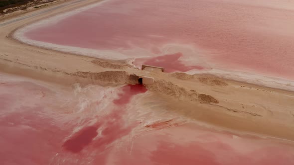 Aerial View of Culvert Between Two Pink Lakes alt