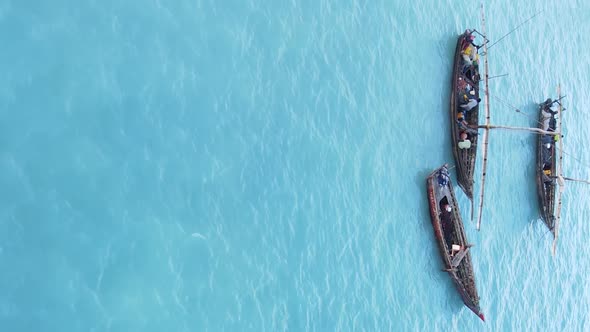 Tanzania Vertical Video  Boat Boats in the Ocean Near the Coast of Zanzibar Aerial View alt