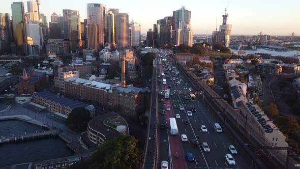 An Aerial View of the Western Distributor with Rush Hour Traffic to and from the City Centre alt