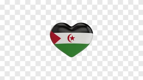 Western Sahara Flag on a Rotating 3D Heart alt