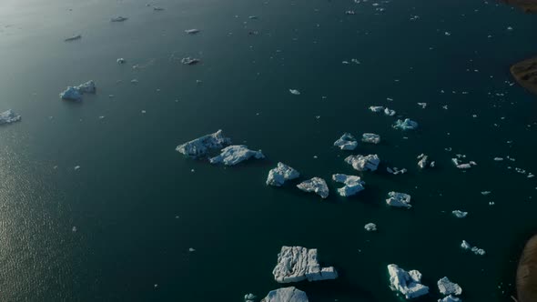 Overhead View of Ice Block Formation in Jokulsarlon Lake alt
