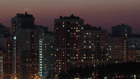 Timelapse of city, windows lights