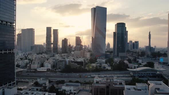 Drone shot of Center of TEL AVIV amazing 4k City View