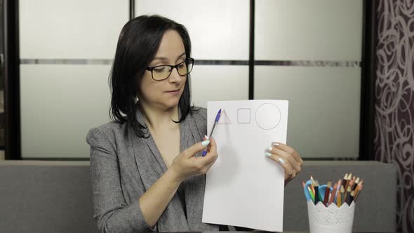 Woman Teacher Making Video Call. Distance Education with Childrens Class at Home alt