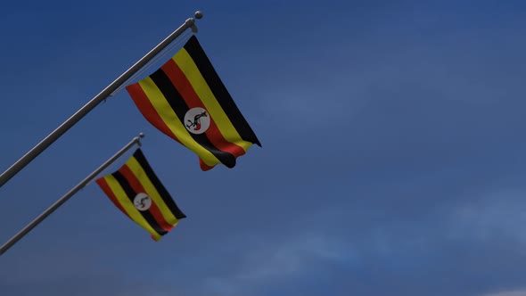 Uganda Flags In The Blue Sky - 2K