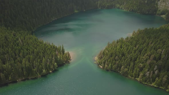 Aerial Footage of the Black Lake in National Park Durmitor