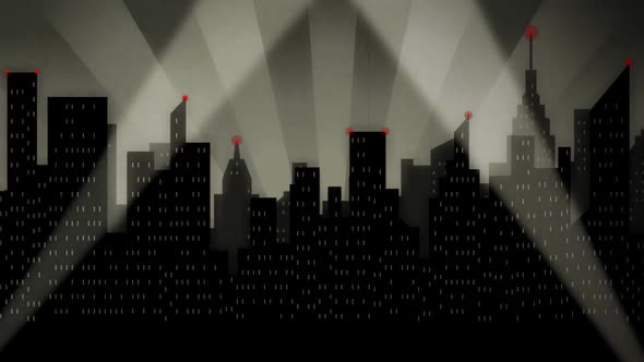 Retro Noir Cityscape Premiere Searchlights