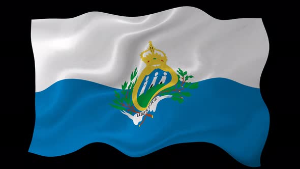 San Marino Flag Wavy National Flag Animation