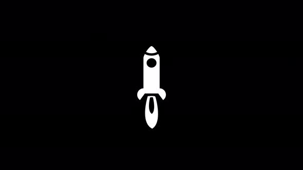 Glitch Rocket Icon on Black Background